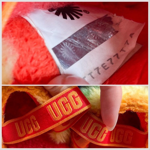 Ugg Fluff Yeah Rainbow Cali Collage Slide Sandal Shoes Youth Size (9C in US) - Picture 3 of 11